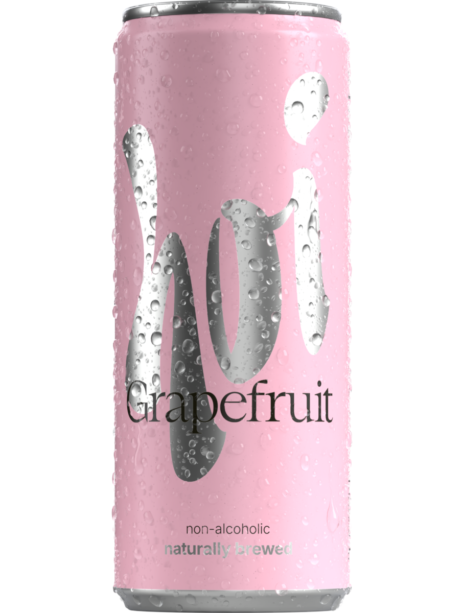 Hoi-Grapefruit-single-condensed HOI – naturally brewed, Grapefruit, pastellrosa Getränkedose mit silbrigem